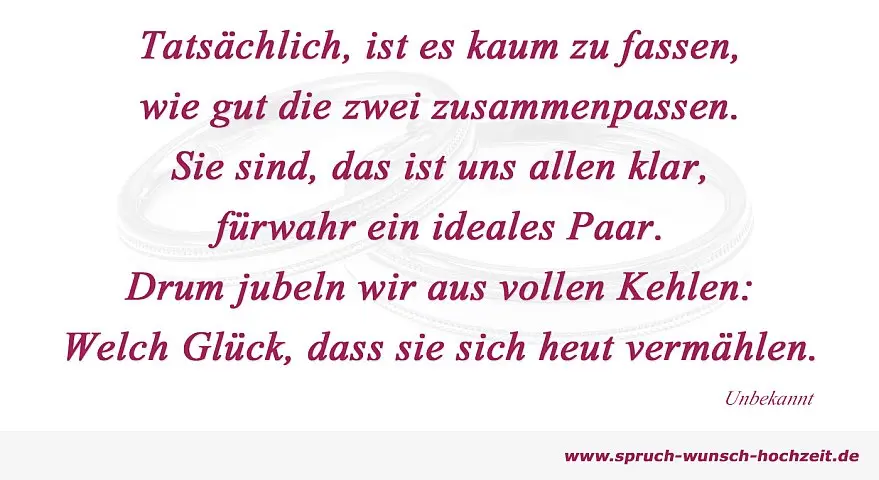 Spruch zur Hochzeit als Glückwunsch