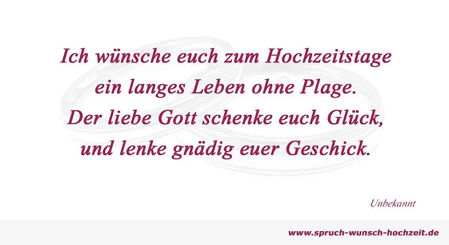 Spruch zum Hochzeitstage