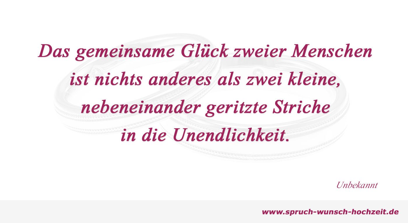 Spruch über Glück zur Hochzeit