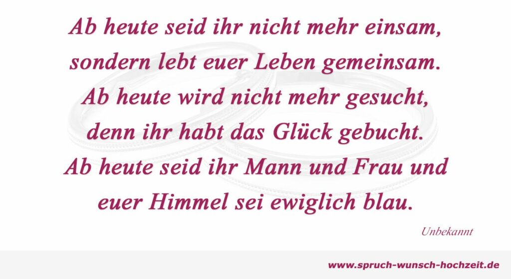 Sprüche und Wünsche zur Hochzeit für Karten und Glückwünsche