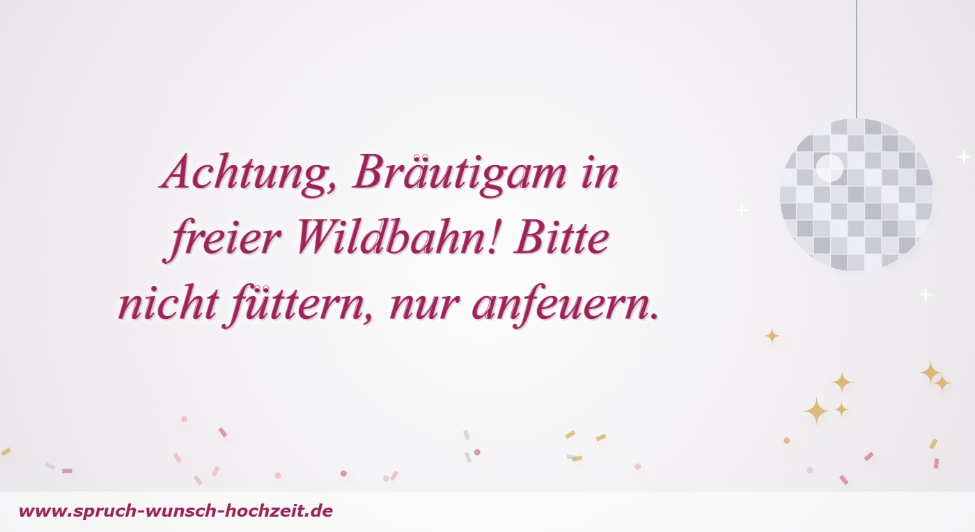 JGA Sprüche Achtung, Bräutigam in freier Wildbahn – lustiger Spruch zum Junggesellenabschied